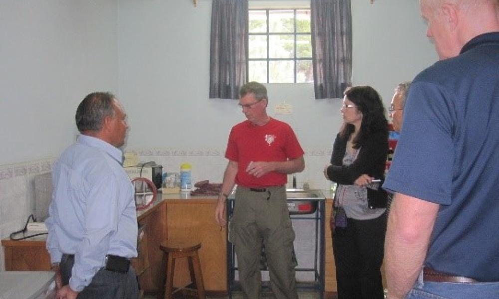 In Novillero clinic with health promoter Gregorio, Pat Sharkey, Pauline, Victor Vera, and Craig.