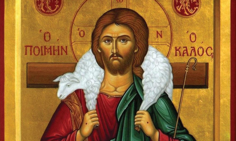 Icon of Christ with a lamb around his shoulders
