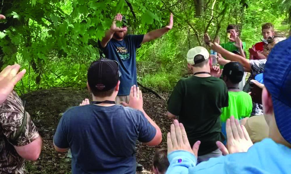 St. Francis Retreat Center in DeWitt – boys learning plant identification
