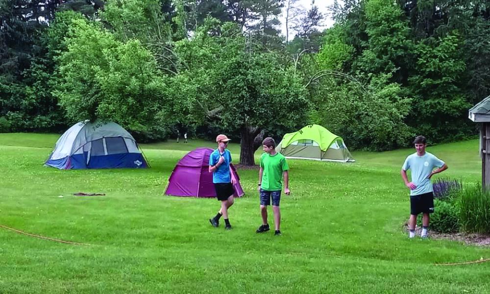 St. Francis Retreat Center in DeWitt – boys setting up camp