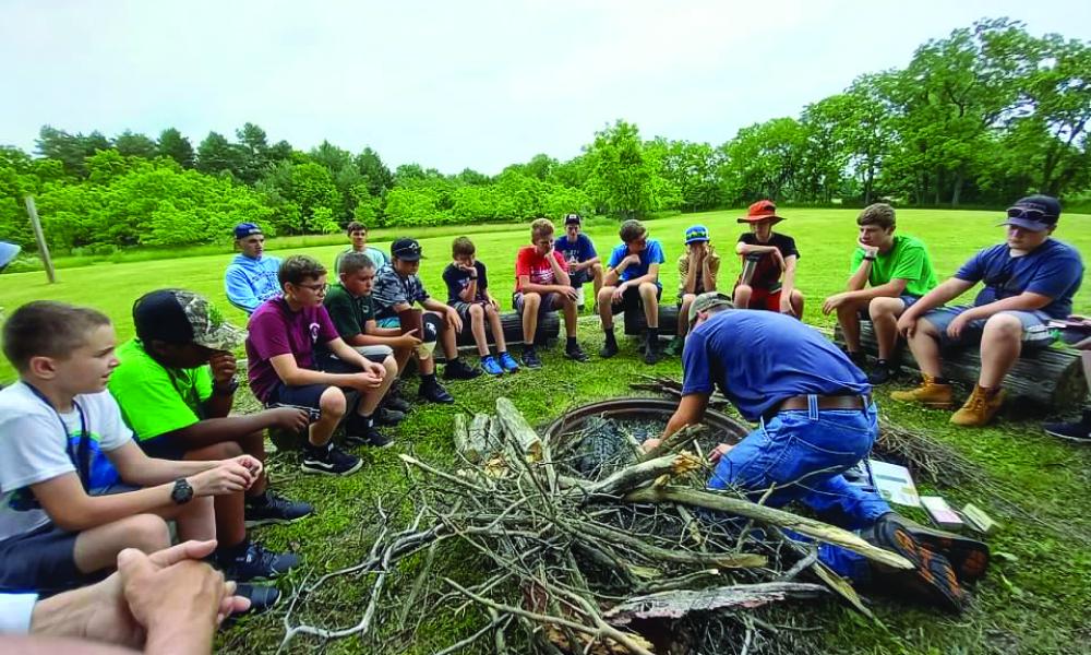 St. Francis Retreat Center in DeWitt – boys building a fire