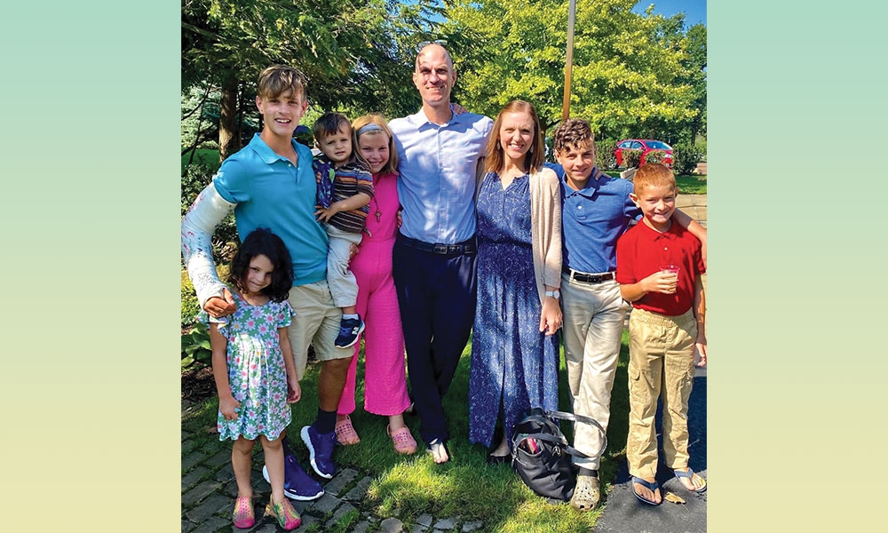  Proud parents Luke and Anna Condit stand with their children Jonah, 15, Caleb, 14, Rita, 12, James, 10, Rose, 6, and Joseph, 3