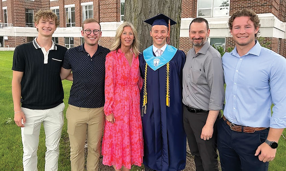 Kate Gross and family: Bryce, Powers Catholic High School class of 2026, Owen, ‘21, Kate, Will, ‘24, Matt and Sam, ‘19