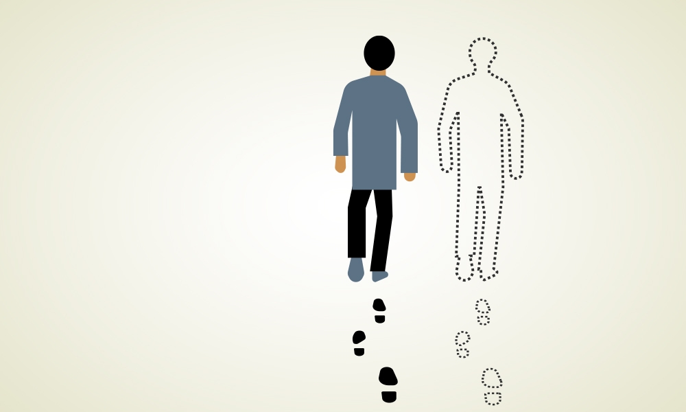 illustration of two people walking side by side but one is an outline of where a person would be