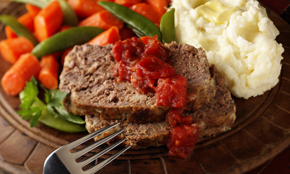 Meatloaf, potatoes and vegetables: Comfort Food
