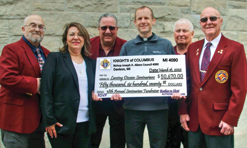 Davison Knights of Columbus Present Check to Office of Vocations