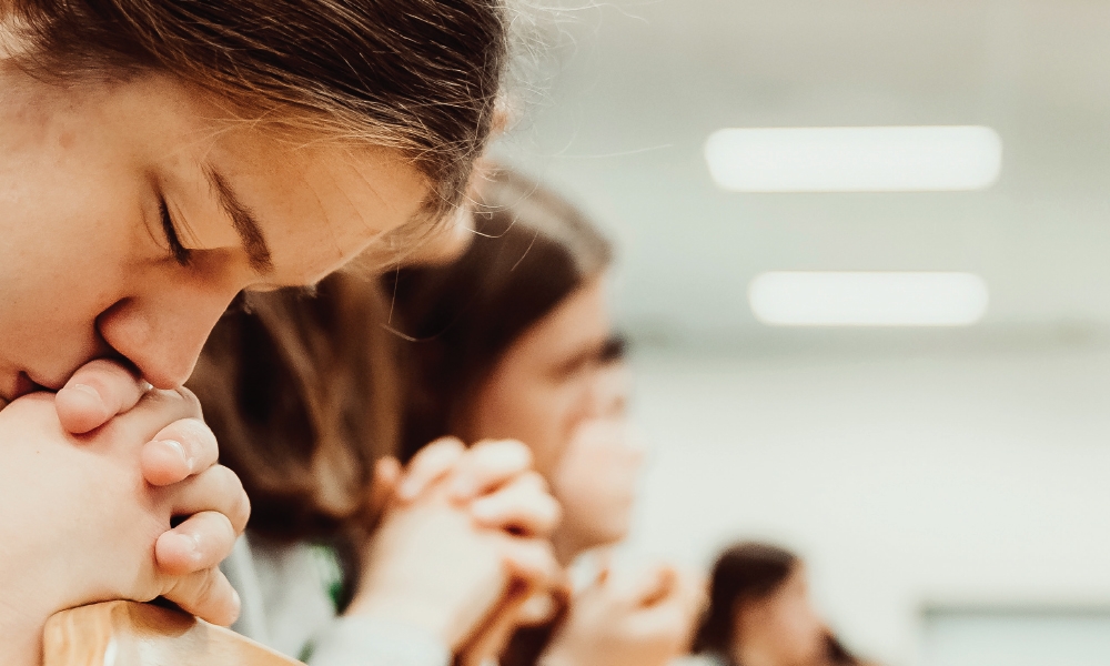 Students praying